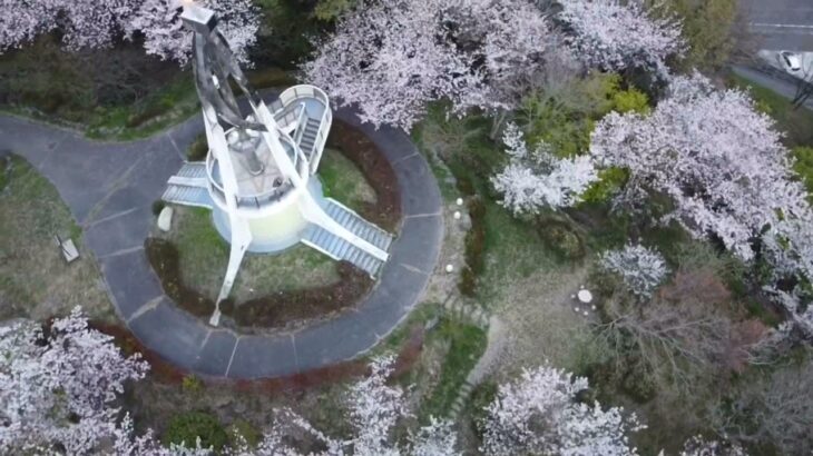 2021年の桜❗️素敵な時間を…ドローン撮影 星の塔とサクラ故郷の風景in下松市　YuAiru #YA#大切な君へ #おすすめ #サクラ