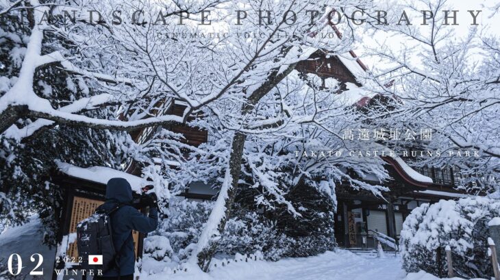 【風景写真】桜に雪が降り積もる冬の高遠城址公園| EOSR6