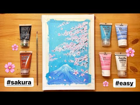 桜_簡單畫出櫻花風景圖!! #sakura #art #painting #acrylicpainting #easy #櫻花 #アクリル画 #桜 #美しい #taiwan