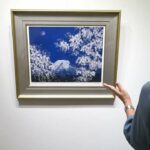 中島千波 「月下春桜富士」 富士山 絵画 桜 月 風景画 和風 インテリア プレゼント コレクション 新築祝い 開店祝い シルクスクリーン 版画