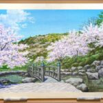 春の桜と橋/アクリル風景画制作過程#04