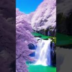 桜と滝の風景 人口知能生成 AI生成