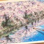 アクリル絵の具で【桜】を描く方法/水面に映る桜の風景/初心者のための簡単なアクリル画/Step by step