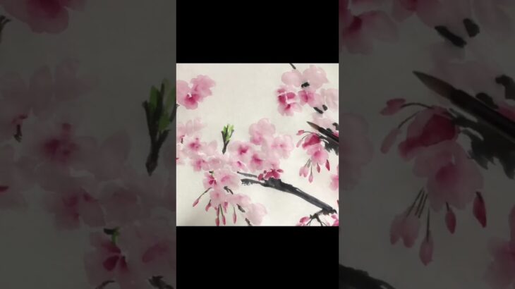 桜🌸七分咲き #japaneseart #japaneseculture #日本の風景 #墨絵 #リタイア生活 #水墨画 #japan #桜 #sakura #cherryblossom