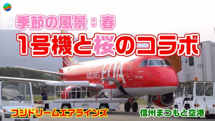 春の風景　1号機と桜のコラボ　FDA　フジドリームエアラインズ　信州まつもと空港　松本空港