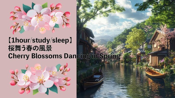 【1hour/study/sleep】桜舞う春の風景/Cherry Blossoms Dancing in Spring